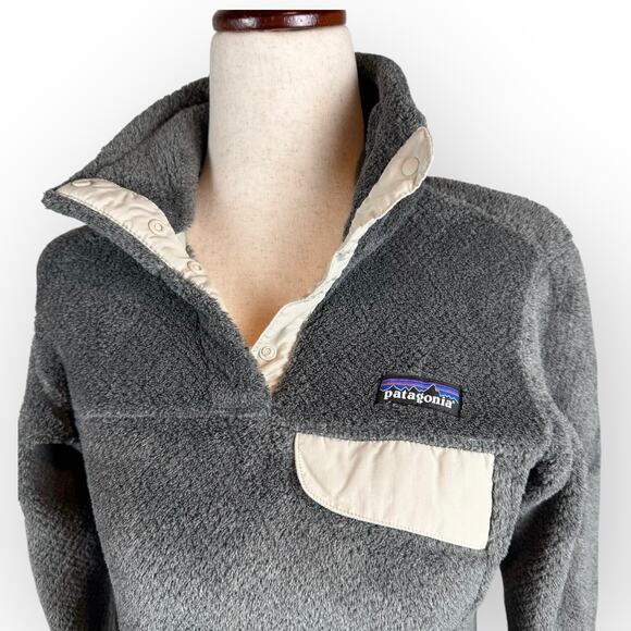 Women's Patagonia Re-Tool Snap-T Pullover Fleece Gray Beige XS - Picture 2 of 8